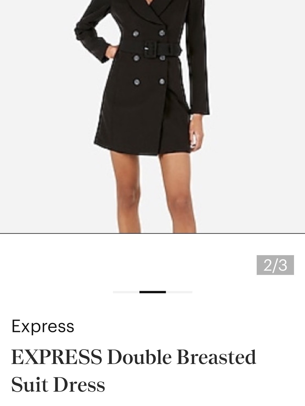 Express Black Double-Breasted Blazer Dress with Belt